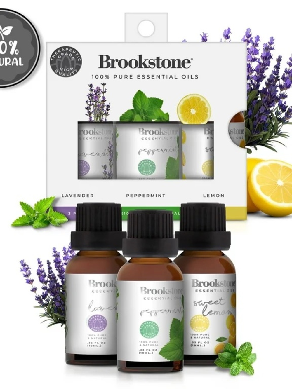 ❤️‍🔥BOGO FREE Brookstone Lavender, Peppermint Lemon Essential Oil Trio Set